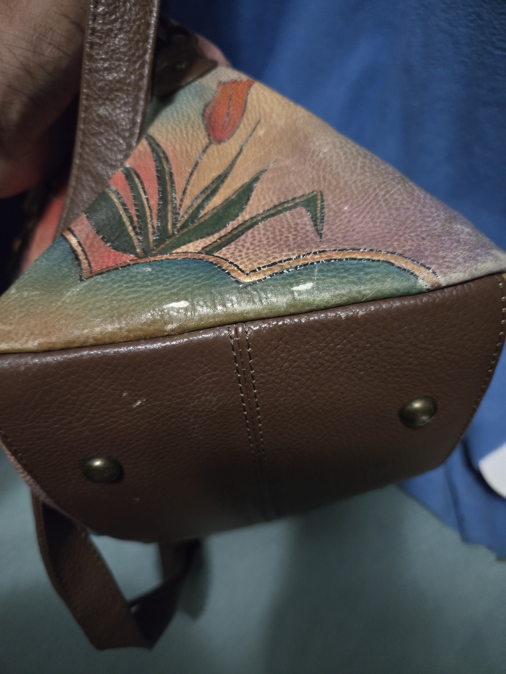 Awesome Anuschka Hand-Painted Floral Butterfly Satchel – Multicolor. GUC - Picture 7 of 16